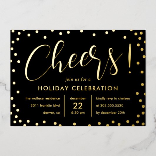 Uitnodiging van de bubble Cheer Folie Holiday Part (Voorkant)