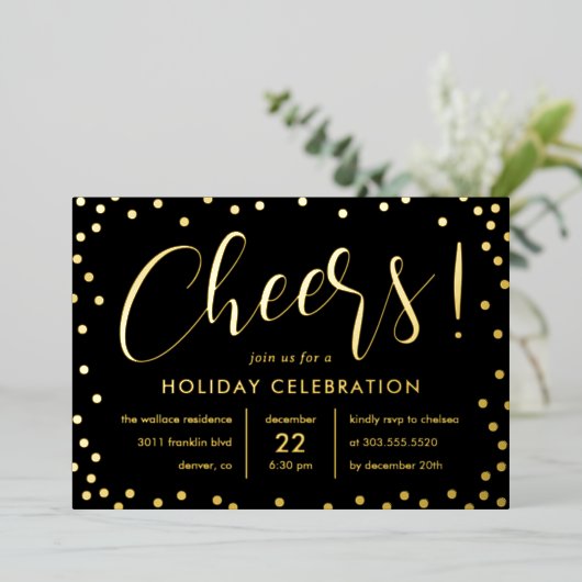 Uitnodiging van de bubble Cheer Folie Holiday Part (Staand Voorkant)