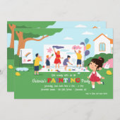 Uitnodiging van de buitenkant van de schilderparti (Voorkant / Achterkant)