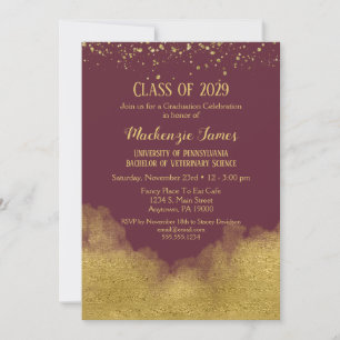Uitnodiging van de Burgundy Gold Graduation Party