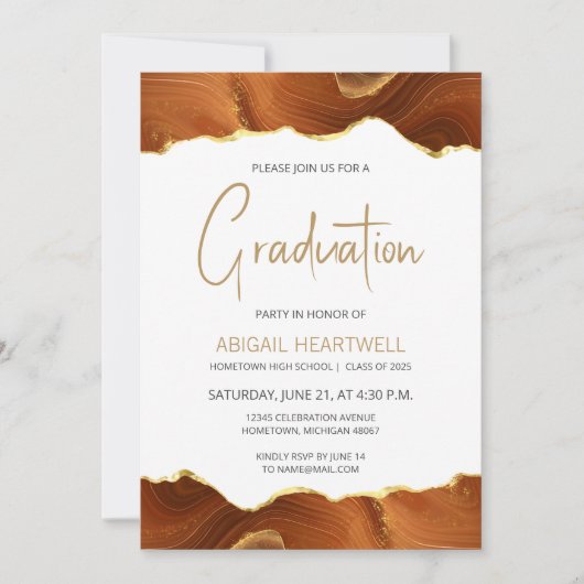 Uitnodiging van de Burnt Oranje Agate Graduation P (Voorkant)