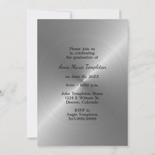 Uitnodiging van de Burnyed Silver Photo Graduparty (Achterkant)
