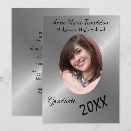 Uitnodiging van de Burnyed Silver Photo Graduparty (Voorkant / Achterkant)
