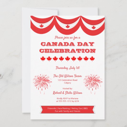 Uitnodiging van de Canada Day Celebration Holiday  (Voorkant)