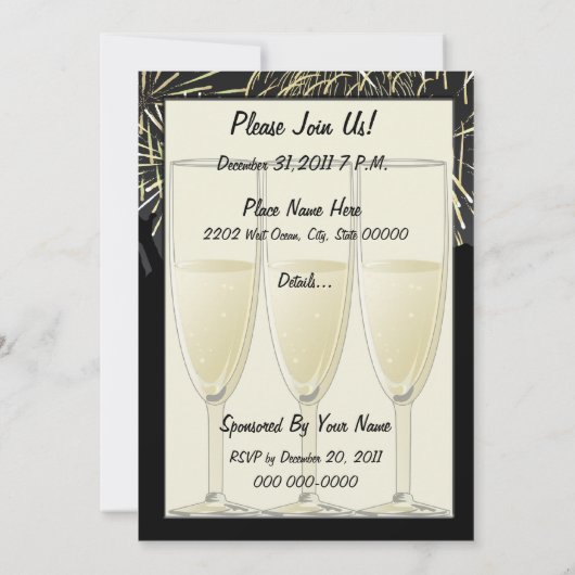 Uitnodiging van de Champagne-partij in het nieuwja (Achterkant)