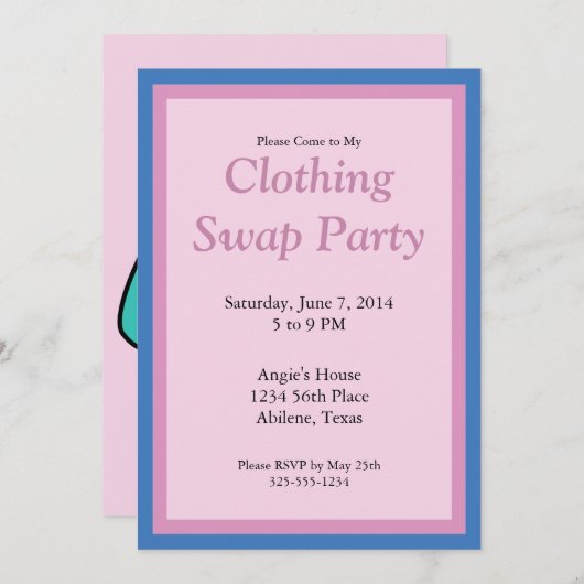 Uitnodiging van de Clothing Swap Party (Voorkant / Achterkant)