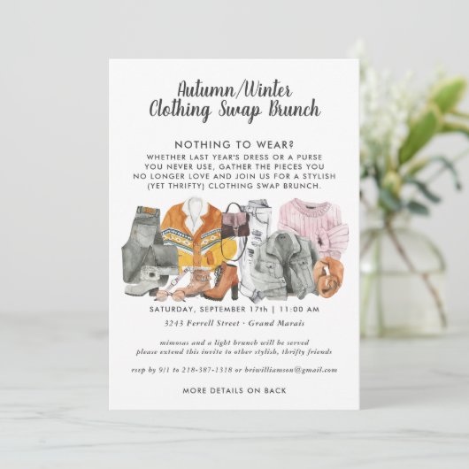 Uitnodiging van de Clothing Swap Party (Staand voorkant)