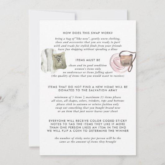 Uitnodiging van de Clothing Swap Party (Achterkant)