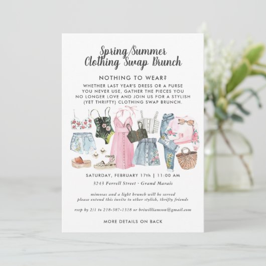 Uitnodiging van de Clothing Swap Party (Staand voorkant)