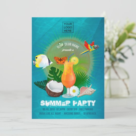 Uitnodiging van de Club/Corporate Summer Cocktail  (Staand voorkant)