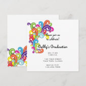 Uitnodiging van de Colorful Graduation Party (Voorkant / Achterkant)
