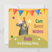 uitnodiging van de Colorful Koala Birthday Party (Voorkant)