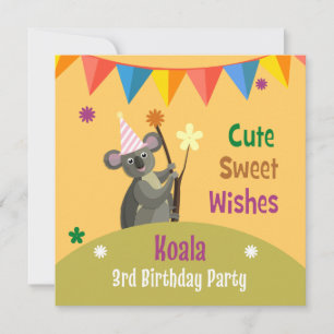 uitnodiging van de Colorful Koala Birthday Party