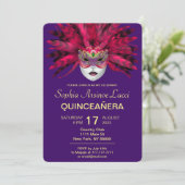 uitnodiging van de Colorful Masquerade Quinceañera (Staand voorkant)