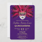 uitnodiging van de Colorful Masquerade Quinceañera (Voorkant)