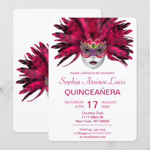 uitnodiging van de Colorful Masquerade Quinceañera