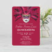 uitnodiging van de Colorful Masquerade Quinceañera (Staand voorkant)