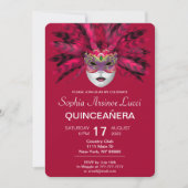 uitnodiging van de Colorful Masquerade Quinceañera (Voorkant)