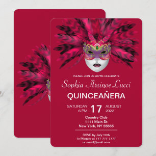 uitnodiging van de Colorful Masquerade Quinceañera