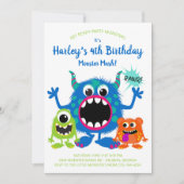 uitnodiging van de Colorful Monsters Birthday Part (Voorkant)