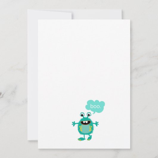 uitnodiging van de Colorful Monsters Birthday Part (Achterkant)