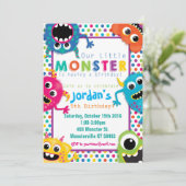 uitnodiging van de Colorful Monsters Birthday Part (Staand voorkant)