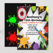 uitnodiging van de Colorful Paintball Birthday Par (Voorkant / Achterkant)