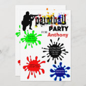 uitnodiging van de Colorful Paintball Birthday Par (Voorkant / Achterkant)