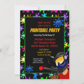uitnodiging van de Colorful Paintball Birthday Par (Voorkant)