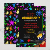 uitnodiging van de Colorful Paintball Birthday Par (Voorkant / Achterkant)