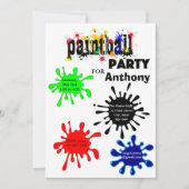 uitnodiging van de Colorful Paintball Birthday Par (Voorkant)