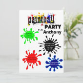 uitnodiging van de Colorful Paintball Birthday Par (Staand voorkant)