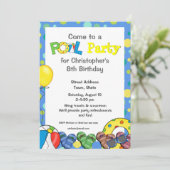 Uitnodiging van de Colorful Pool van kinderen (Staand voorkant)