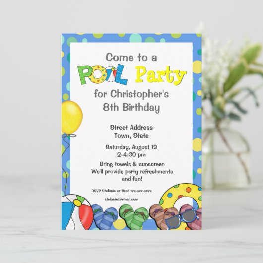Uitnodiging van de Colorful Pool van kinderen (Staand voorkant)
