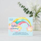 uitnodiging van de Colorful Rainbow Birthday Party (Staand voorkant)