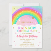 uitnodiging van de Colorful Rainbow Birthday Party (Voorkant)