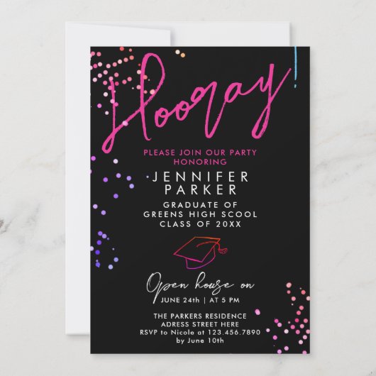 Uitnodiging van de Cool Black High School Gradupar (Achterkant)