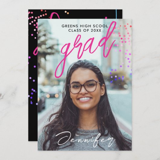 Uitnodiging van de Cool Black High School Gradupar (Voorkant / Achterkant)