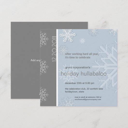 Uitnodiging van de Corporate Holiday Party (Voorkant / Achterkant)