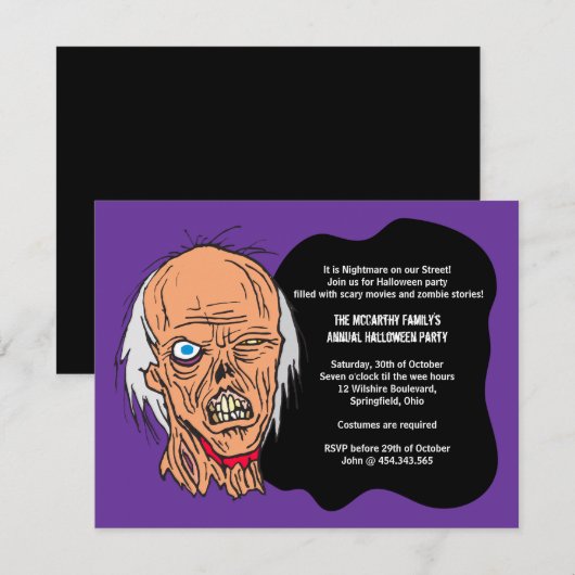 Uitnodiging van de Costume Partij van Halloween Zo (Voorkant / Achterkant)