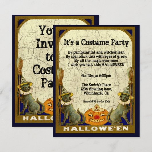Uitnodiging van de  Costume Party (Voorkant / Achterkant)