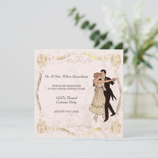  uitnodiging van de Costume Party uit 1920 (Staand voorkant)