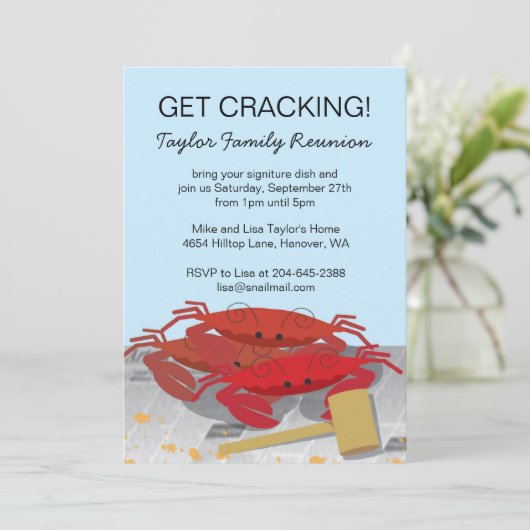 Uitnodiging van de Crab Feast Party (Staand voorkant)