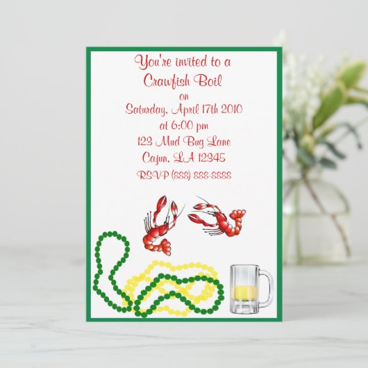 Uitnodiging van de Crawfish Boil Party (Staand voorkant)