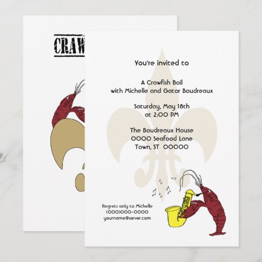 Uitnodiging van de Crawfish Boil Party (Voorkant / Achterkant)