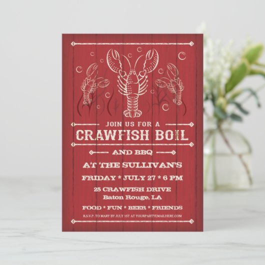Uitnodiging van de Crawfish Boil Party (Staand voorkant)