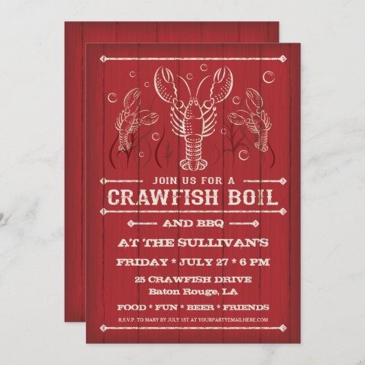 Uitnodiging van de Crawfish Boil Party (Voorkant / Achterkant)