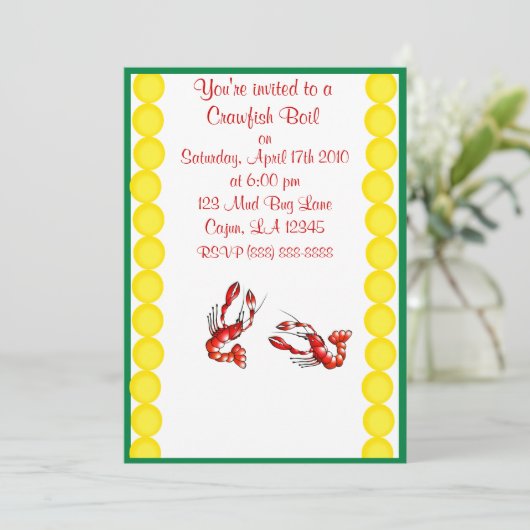 Uitnodiging van de Crawfish Boil Party (Staand voorkant)