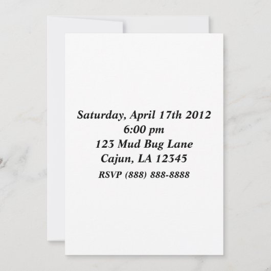 Uitnodiging van de Crawfish Boil Party (Achterkant)