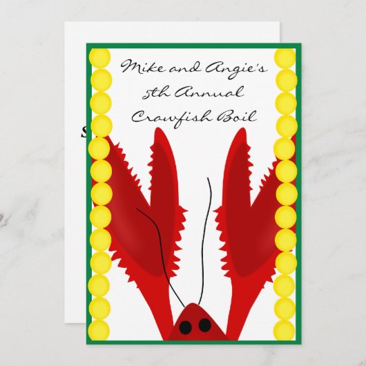 Uitnodiging van de Crawfish Boil Party (Voorkant / Achterkant)